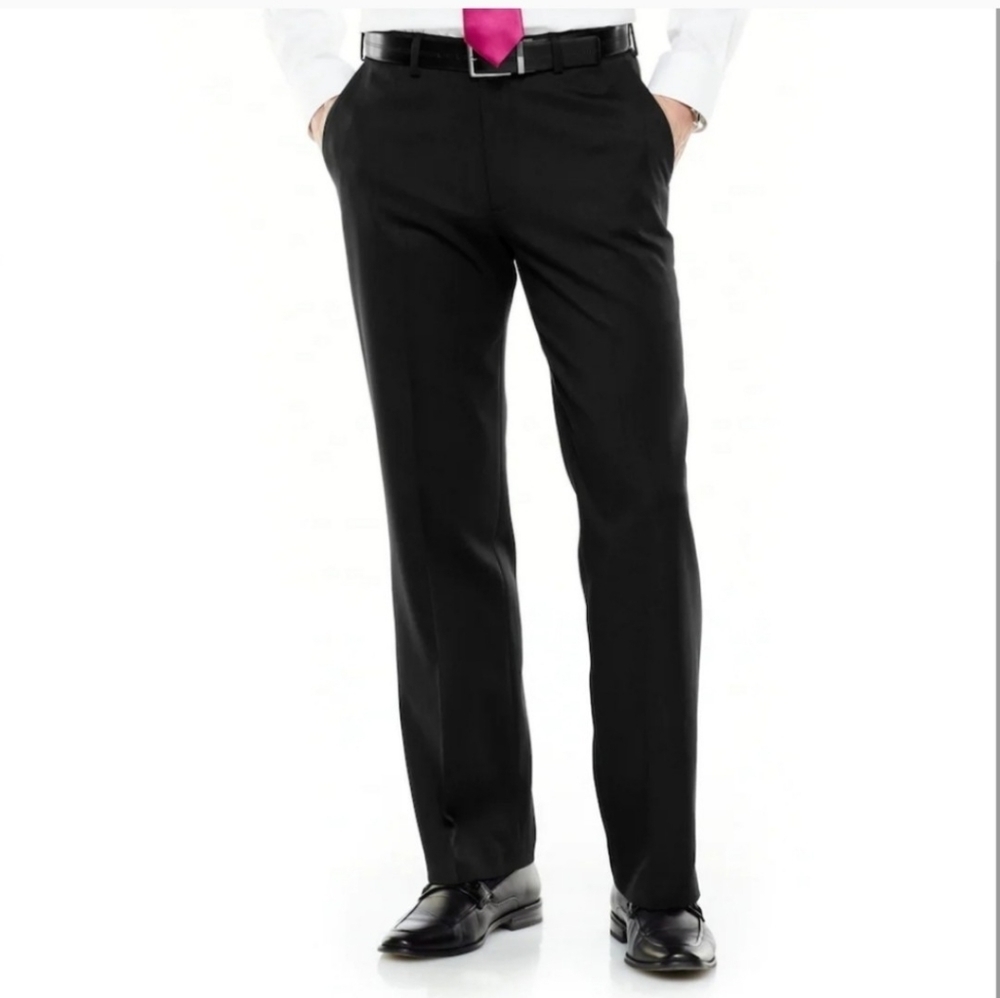 Access Mens Micro Pinstripe Dark Gray Dress Slacks Pants Office Business Church